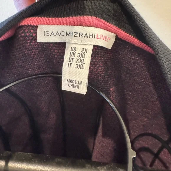 Isaac Mizrahi Women's Cardigan Sweater Blue Pink Black Plaid Button Front Sz 2x - Picture 4 of 4